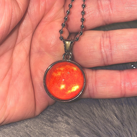 Galaxy Collection The Sun Unisex Glass Necklace NWT - Picture 2 of 5